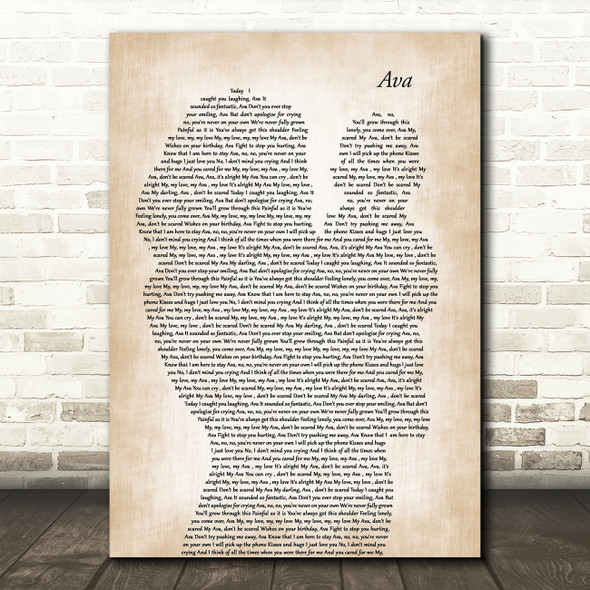 Pip Millett Ava Mother & Baby Decorative Wall Art Gift Song Lyric Print