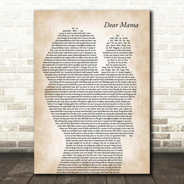 2Pac Dear Mama Mother & Baby Decorative Wall Art Gift Song Lyric Print