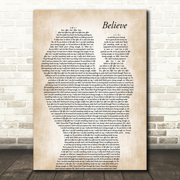 Cher Believe Mother & Baby Decorative Wall Art Gift Song Lyric Print