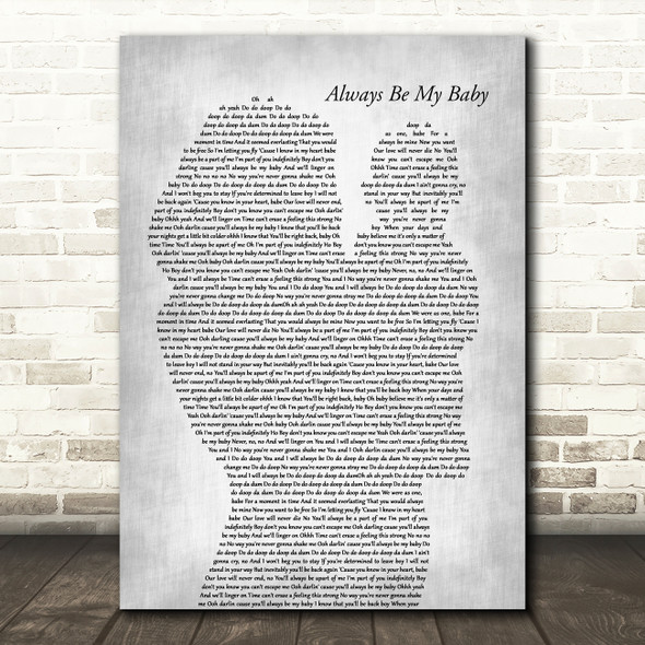 Mariah Carey Always Be My Baby Mother & Baby Grey Decorative Wall Art Gift Song Lyric Print
