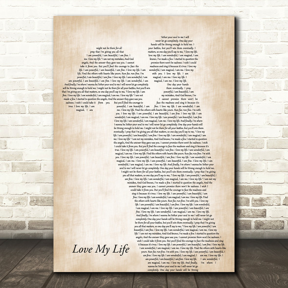 Robbie Williams Love My Life Mother & Child Decorative Wall Art Gift Song Lyric Print