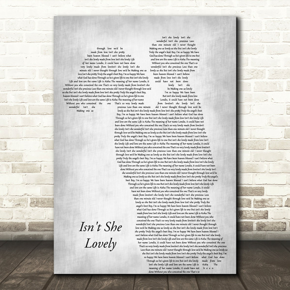 Stevie Wonder Isn't She Lovely Mother & Child Grey Decorative Wall Art Gift Song Lyric Print