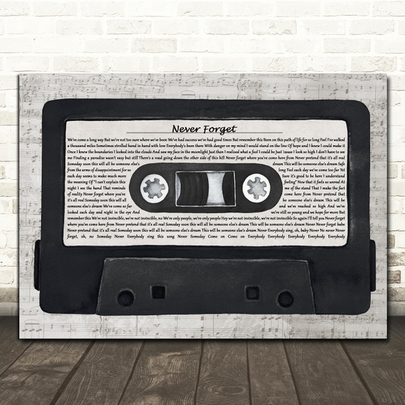 Take That Never Forget Music Script Cassette Tape Decorative Gift Song Lyric Print