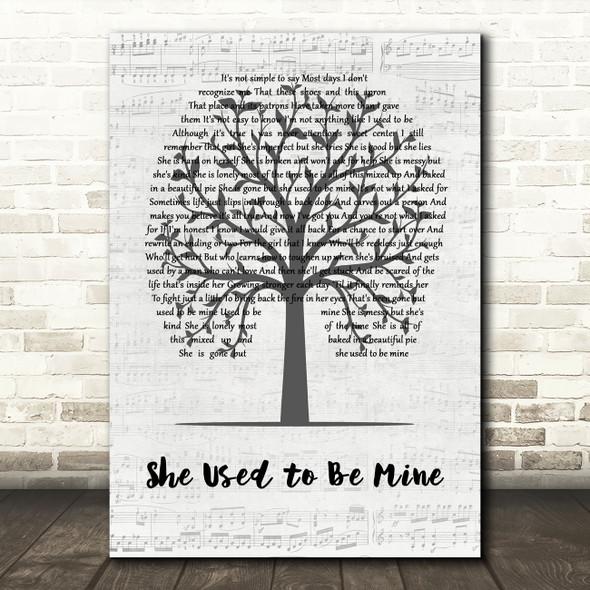Sara Bareilles She Used to Be Mine Music Script Tree Decorative Wall Art Gift Song Lyric Print
