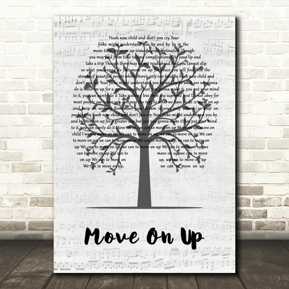 Curtis Mayfield Move On Up Music Script Tree Decorative Wall Art Gift Song Lyric Print