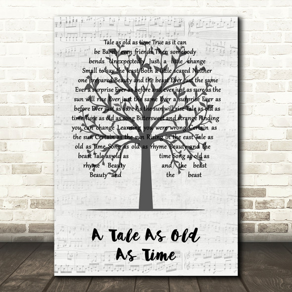 Celine Dion A Tale As Old As Time Music Script Tree Decorative Gift Song Lyric Print