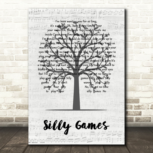 Janet Kay Silly Games Music Script Tree Decorative Wall Art Gift Song Lyric Print