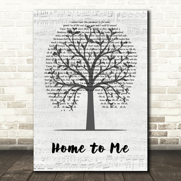 Ross Ellis Home To Me Music Script Tree Decorative Wall Art Gift Song Lyric Print