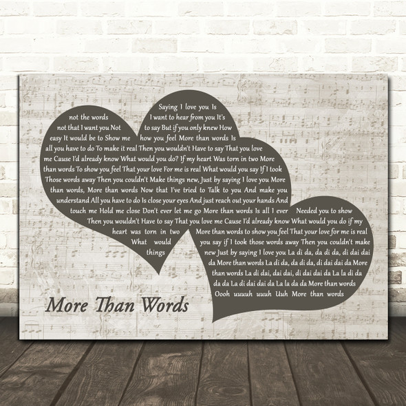Extreme More Than Words Landscape Music Script Two Hearts Decorative Gift Song Lyric Print