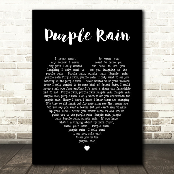 Purple Rain Prince Black Heart Song Lyric Quote Print