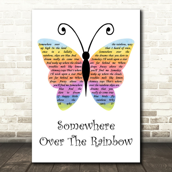 Israel Kamakawiwo'ole Somewhere Over the Rainbow Rainbow Butterfly Gift Song Lyric Print