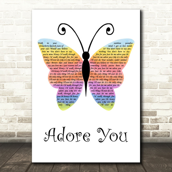 Harry Styles Adore You Rainbow Butterfly Decorative Wall Art Gift Song Lyric Print