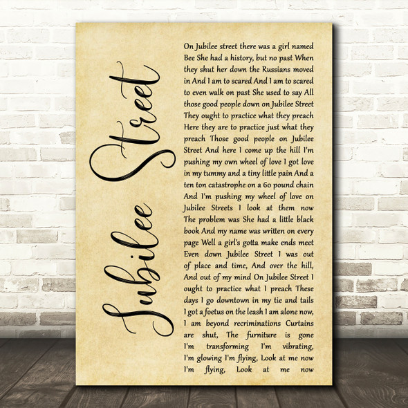 Nick Cave and the Bad Seeds Jubilee Street Rustic Script Decorative Wall Art Gift Song Lyric Print