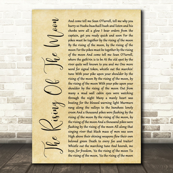 The Dubliners The Rising Of The Moon Rustic Script Decorative Wall Art Gift Song Lyric Print