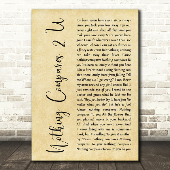 Chris Cornell Nothing Compares 2 U Rustic Script Decorative Wall Art Gift Song Lyric Print