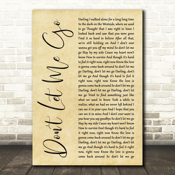 Armin Van Buuren Don't Let Me Go Rustic Script Decorative Wall Art Gift Song Lyric Print
