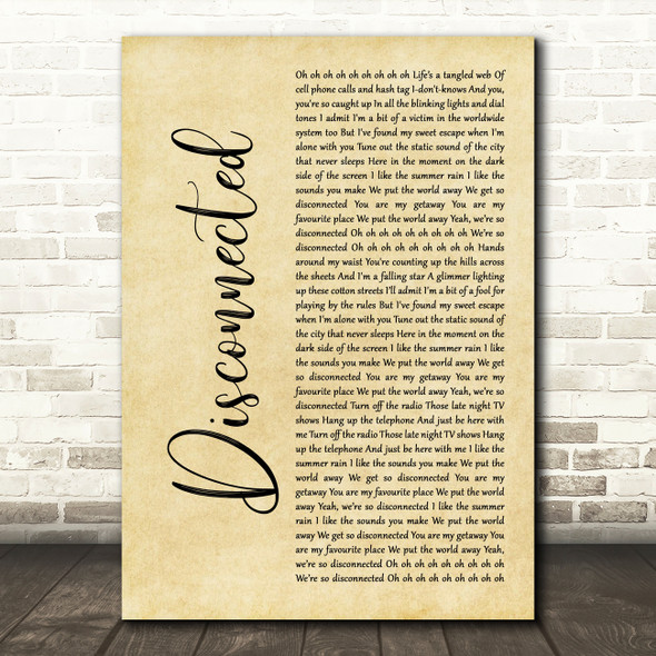5 Seconds Of Summer Disconnected Rustic Script Decorative Wall Art Gift Song Lyric Print