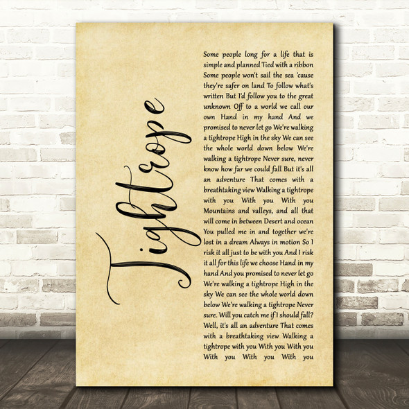 The Greatest Showman Tightrope Rustic Script Decorative Wall Art Gift Song Lyric Print