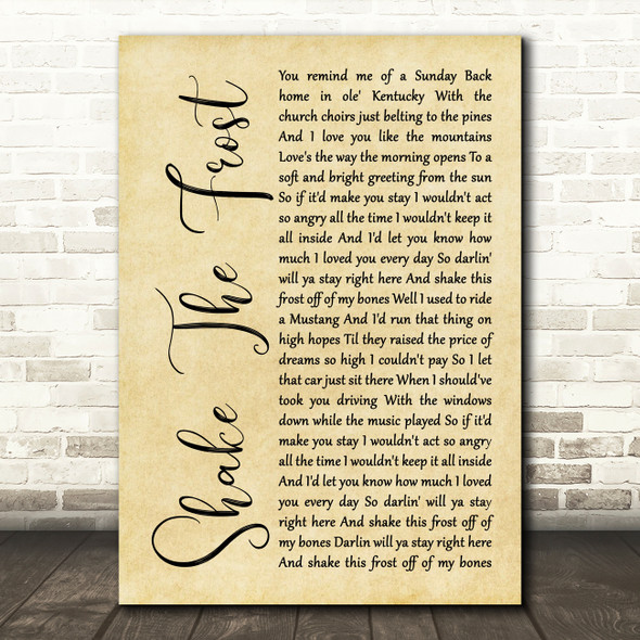 Tyler Childers & The Highwall Shake The Frost Rustic Script Wall Art Song Lyric Print