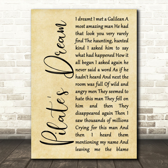 Barry Dennen Pilate's Dream Rustic Script Decorative Wall Art Gift Song Lyric Print