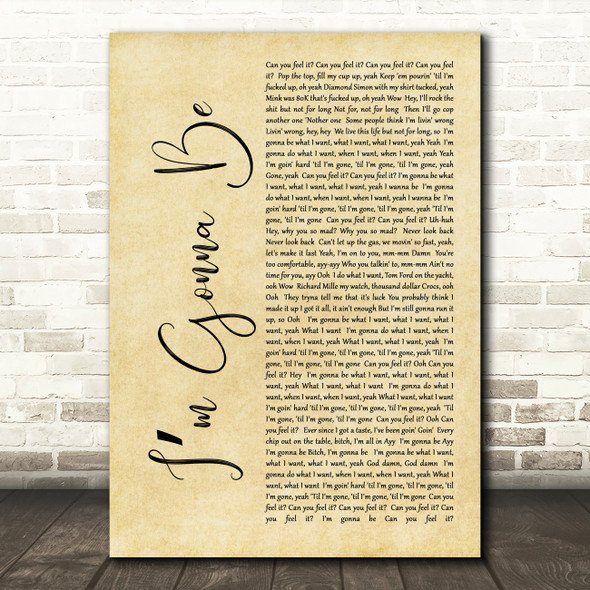 Post Malone Im Gonna Be Rustic Script Decorative Wall Art Gift Song Lyric Print