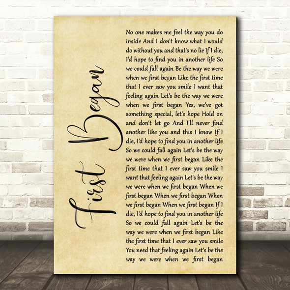 PJ Morton First Began Rustic Script Decorative Wall Art Gift Song Lyric Print