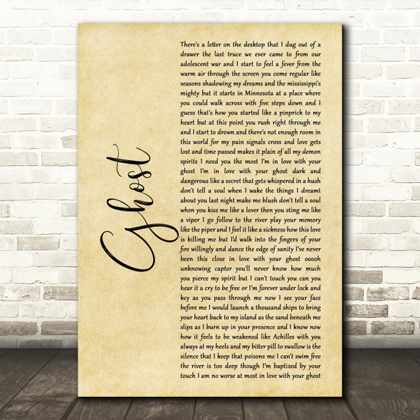Indigo Girls Ghost Rustic Script Decorative Wall Art Gift Song Lyric Print