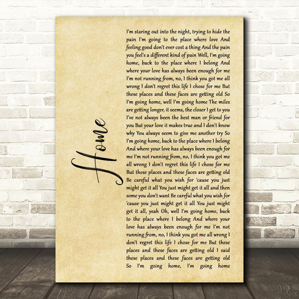 Daughtry Home Rustic Script Decorative Wall Art Gift Song Lyric Print