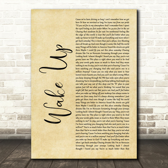 EDEN Wake Up Rustic Script Decorative Wall Art Gift Song Lyric Print