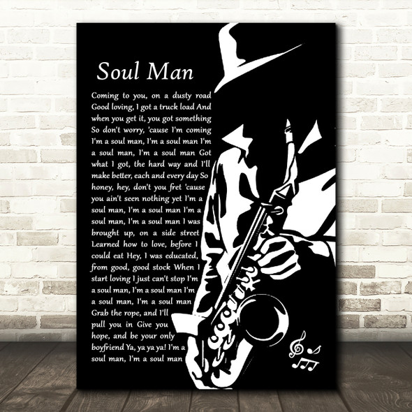 Sam & Dave Soul Man Black & White Saxophone Player Decorative Gift Song Lyric Print