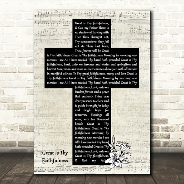 Chris Rice Great Is Thy Faithfulness Music Script Christian Memorial Cross Song Lyric Print