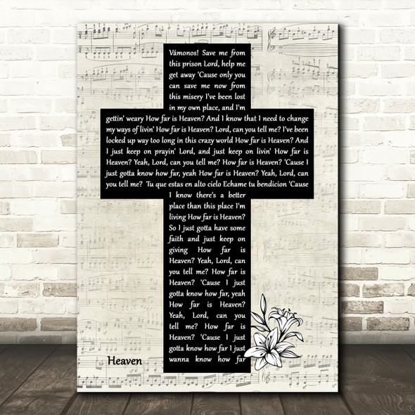 Los Lonely Boys Heaven Music Script Christian Memorial Cross Song Lyric Print