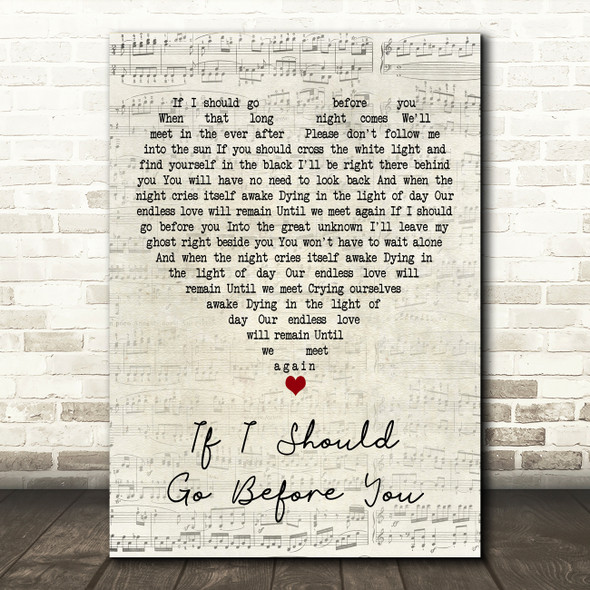 City And Colour If I Should Go Before You Script Heart Decorative Wall Art Gift Song Lyric Print
