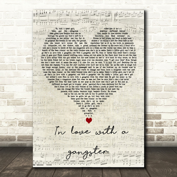 Struggle Jennings In love with a gangster Script Heart Decorative Wall Art Gift Song Lyric Print