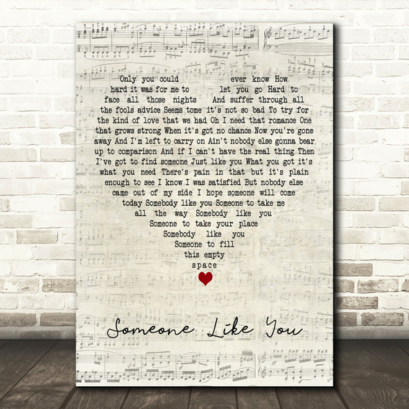 Daryl Hall & John Oates Someone Like You Script Heart Decorative Wall Art Gift Song Lyric Print