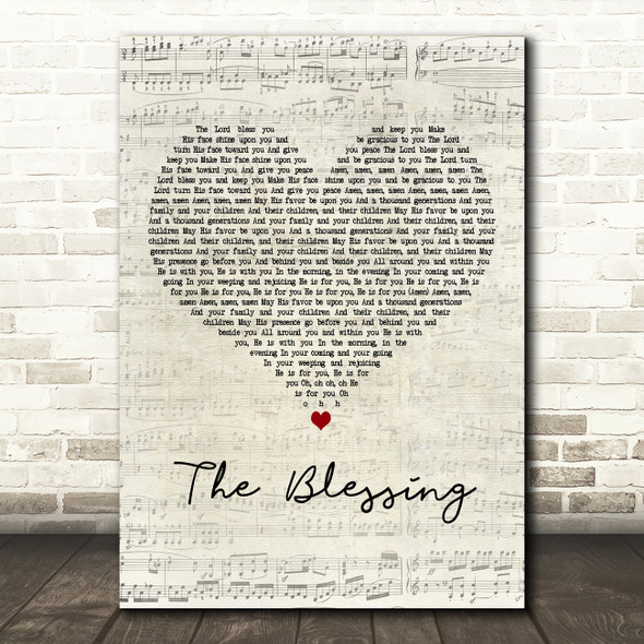 Kari Jobe feat. Cody Carnes The Blessing Script Heart Decorative Wall Art Gift Song Lyric Print