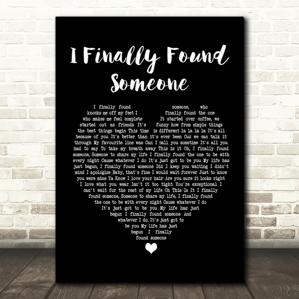 Bryan Adams Barbra Streisand I Finally Found Someone Heart Song Lyric Print