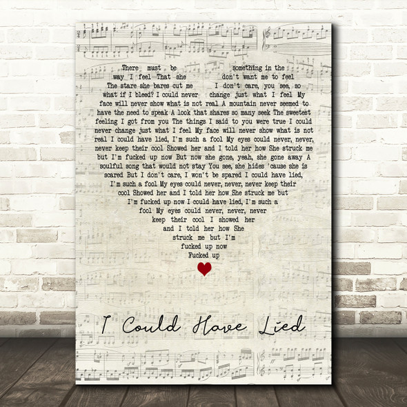 Red Hot Chili Peppers I Could Have Lied Script Heart Decorative Wall Art Gift Song Lyric Print