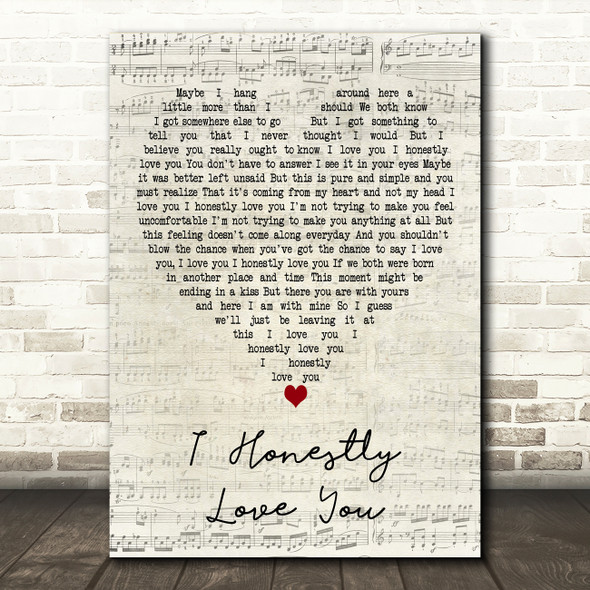 Olivia Newton-John I Honestly Love You Script Heart Decorative Wall Art Gift Song Lyric Print