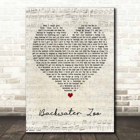 The Temperance Movement Backwater Zoo Script Heart Decorative Wall Art Gift Song Lyric Print
