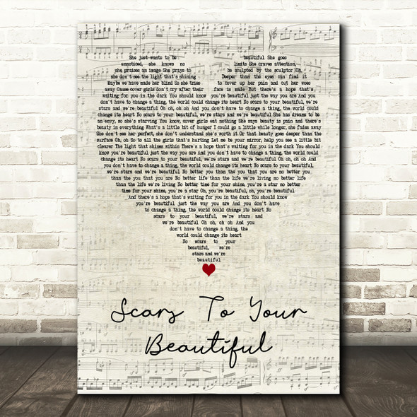 Alessia Cara Scars To Your Beautiful Script Heart Decorative Wall Art Gift Song Lyric Print