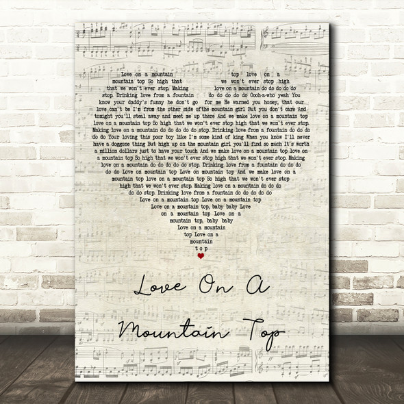 Robert Knight Love On A Mountain Top Script Heart Decorative Wall Art Gift Song Lyric Print