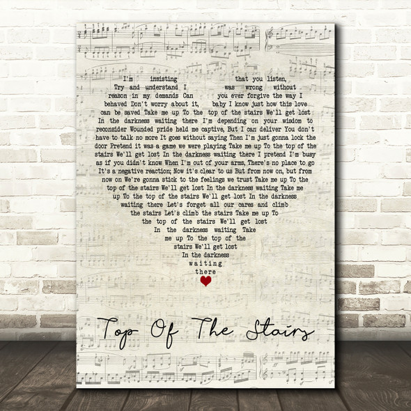 Collins and Collin Top Of The Stairs Script Heart Decorative Wall Art Gift Song Lyric Print