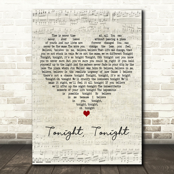Panic! At The Disco Tonight, Tonight Script Heart Decorative Wall Art Gift Song Lyric Print