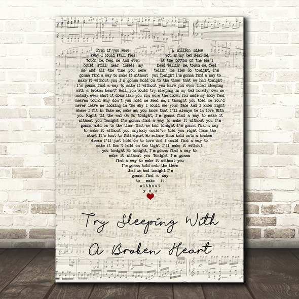 Alicia Keys Try Sleeping With A Broken Heart Script Heart Decorative Gift Song Lyric Print
