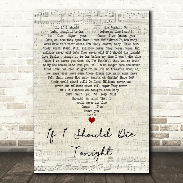 Marvin Gaye If I Should Die Tonight Script Heart Decorative Wall Art Gift Song Lyric Print