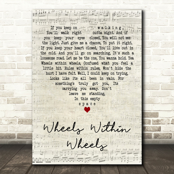 Rory Gallagher Wheels Within Wheels Script Heart Decorative Wall Art Gift Song Lyric Print
