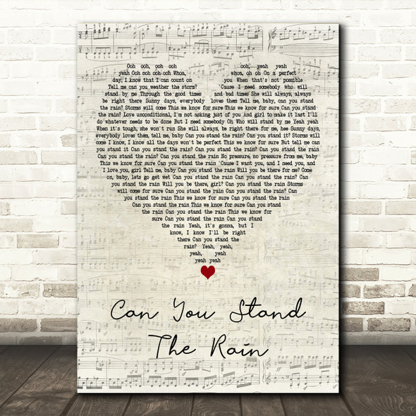 New Edition Can You Stand the Rain Script Heart Decorative Wall Art Gift Song Lyric Print