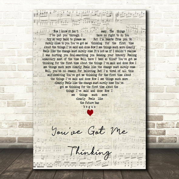 The Beloved You've Got Me Thinking Script Heart Decorative Wall Art Gift Song Lyric Print