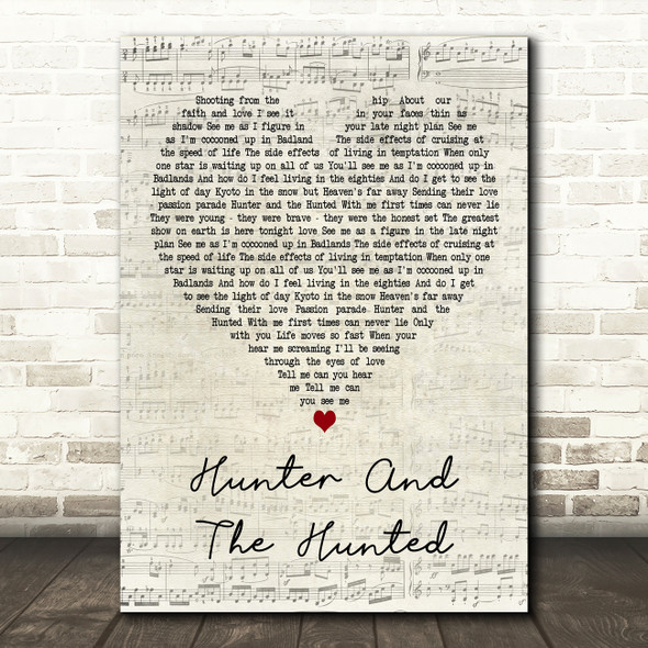 Simple Minds Hunter And The Hunted Script Heart Decorative Wall Art Gift Song Lyric Print